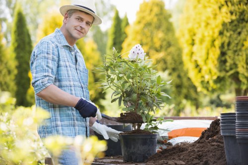 Professional landscaper designing a garden layout in Cleaners N10